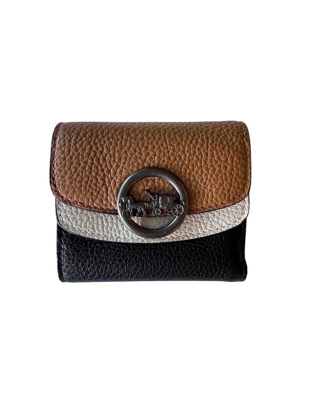 Coach Leather Colorblock Double Flap Wallet